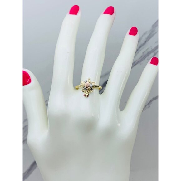 10k solid gold pendant turtle   ❤️ Size 7.5 - Multi-tone gold - tortuga - Picture 2 of 5